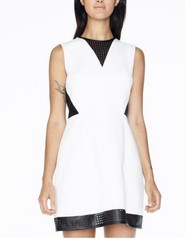 Armani Exchange White Mini Dress With Black Mesh Trim