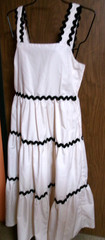 Off White/Light Beige ENTRO Sundress with Large Black Rick Rack Trim-Large