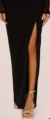NWT Adrianna Papell Knit Crepe Column Gown Black Illusion Mesh Dress Sz 4