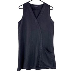 Cut Loose 100% Linen Sleeveless Shift Dress Tunic Size XS Black Lagenlook