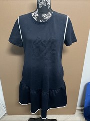Evaless Dress Navy Blue With White Trim Size Medium Baby Doll Style