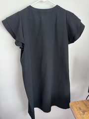Vineyard Vines Black Solid Shift Dress V-Neck Flutter Short Sleeve Tie Neck XL