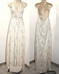 LoveShackFancy Cabane Silk Asymmetric hem Halter Maxi Dress in Biscotti M $625