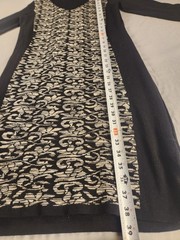 AB Studio Black & Beige Patterned Sweater Dress Women’s Size M