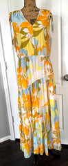 1 State Maxi Dress V-Neck Sleeveless Floral Hawaiian Cottage Tiered Lined L