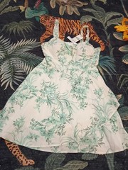 Xtraordinary Sundress Juniors Size 13 White Green Floral Print NWT $64