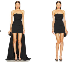 Michael Costello REVOLVE Kaia Mini Dress Black Strapless Detachable train M $268