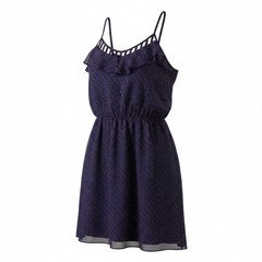 MM Couture Miss Me navy & red star print ruffled sundress with a cage front