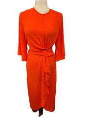Essential Antwerp Women’s 36 US 4 Vayen Dot Knot Silk Midi Dress In Orange$495