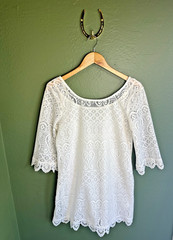 Medium H&M crochet shift mini dress 3/4 sleeve lace hem – Bridal Boho