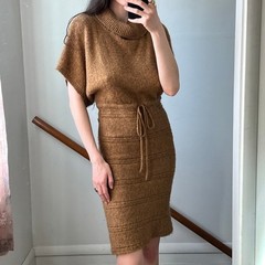 Vintage Y2K lightweight turtleneck midi dress summer knit Kersh Canada