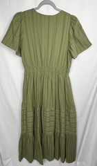 Daniel Rainn Olive Green Maxi Dress M Flutter Sleeve Cottagecore Boho Cotton NWT