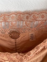 Peach Lace-Panel Mini Dress