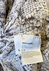 REFORMATION Jaz Beige Taupe Python Snake Print Woven Crepe Midi Wrap Dress LARGE