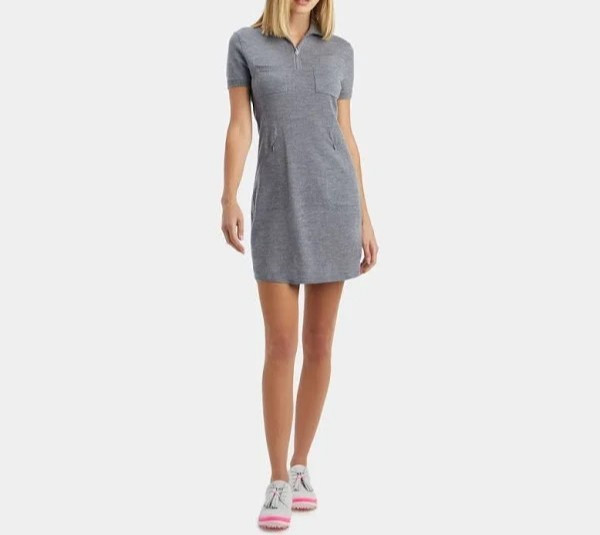 G/Fore Womens 1/4 Zip Pocket Wool Sweater Dress Size-Small Heather Grey NWT$295