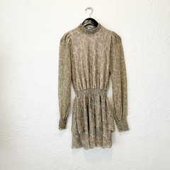 Show Me Your Mumu Dress Beige Tan Snake Python Metallic Ruffle Small S