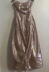 Vintage TD4 by Electra Rose Metallic Satin Ruched Strapless Sweetheart Gown