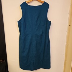 JG Hook Teal Linen Sleeveless Midi Dress Size 22W Minimalist Career Professional