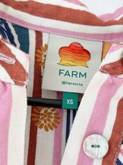 FARM Rio Geometric Linen Button-Front Shirt Dress Pockets Multicolor XS
