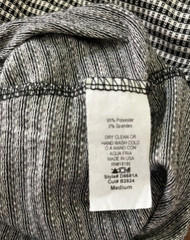 AUDREY 3+1 Black White Gingham Tie Open Back LS Bell Flare Short Dress Sz M NEW