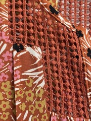 Daniel Rainn Floral Dress RXP Rust Orange Pink Boho Crochet Trim Rayon Lined