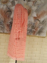 NWT R&K SZ 16 LIGHT CORAL ROUND NECK LINED BACK ZIP LACE SLEEVES WITH LOWER TIE