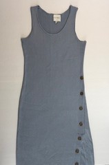 Pink Rose Sleeveless Light Blue Ribbed with Side Buttons Knit Dress Size XL