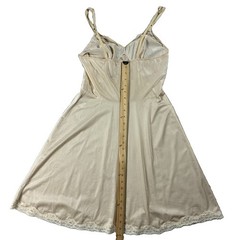 VTG 90s Babydoll Satin Lace Slip Dress Ivory Womens S (36) Coquette Minimalist