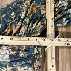 Peruvian Connection Dress Womens Medium Blue Floral Wrap Fit & Flare 3/4 Sleeve