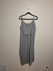 Old Navy Gray Cozy Waist-Defined Midi Dress Sz XXL Slit Sides Spaghetti Straps