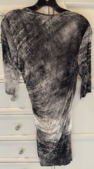 Helmut Lang Ruched Dress—Abstract Black And White-3/4 Sleeve, Mid thigh Length