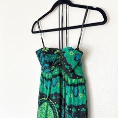 Vintage Betsey Johnson Maxi Halter Dress Y2K Silk Boho Festival Summer Sz 0