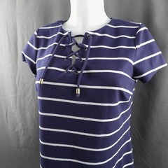 Maison Jules Womens Dress Medium Blue Nautical Coastal Classic Preppy Academia