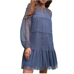 Maeve Anthropologie Sarama Womens’s Dress Sz Small Blue Embroidered Tunic Tiered