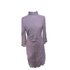 Talbots 100% Merino Wool Mock Neck Ruched Midi Dress Size 12 Lavender