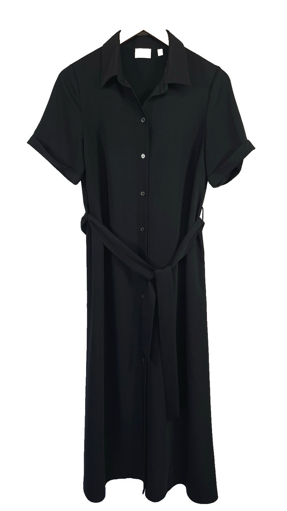 Wilfred Aritzia Button Down Tie Midi Dress S Black Quiet Lux Minimalist Capsule