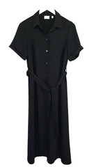 Wilfred Aritzia Button Down Tie Midi Dress S Black Quiet Lux Minimalist Capsule