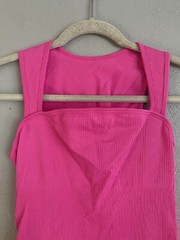 OQQ Dress Size Medium Pink Ribbed Fitted Sexy Square Neck Sleeveless Bodycon