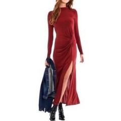 Young Fabulous & Broke Madison Maxi Dress Size Small Mulberry Wine Side Slit NWT