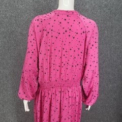 Candace Cameron Bure Star Printed Maxi Dress w Side Slit 1X Plus Sz Fuchsia Top