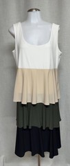 Multi-Tier Colorblock Tank Dress Sleeveless Sz L / XL