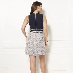 Eva Mendes Size Medium M Dress Rainbow Tweed Sleeveless Fringe Pocket Navy Sheat
