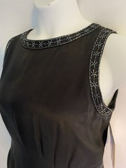 Patrick Collection Sz 12 Classy & Elegant Vintage Black 100% Silk Dress 90s