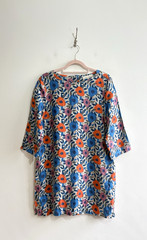 Seasalt Sol Blaze Dress Size 12 100% Linen Tunic Grey Floral Cottagecore Costal