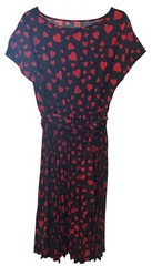 Romantic and Fun Hearts Short Sleeve Belted Empire Waist Dress Size XL