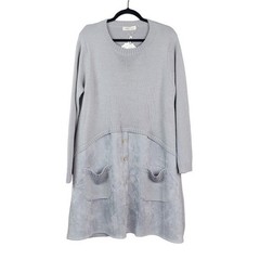 Simply Couture Womens Long Sleeve Grey Faux Suede Sweater Dress Size XXL NWT