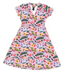 NOOWORKS Vacation Roll Out Strawberry Lips $ Cars Lobster Pink Dress Size XL 135