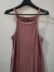 Old Navy Dress Womens L Maxi Apron Cami Tank Ribbed Sleeveless Stretch Cotton