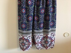 Women’s Sz S Red Camel Dress Navy Blue Multicolor Multi-pattern Lined #U