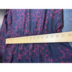 Gap Womens XL Long Sleeve Smocked Waist Mini Dress Burgundy Black Abstract Print